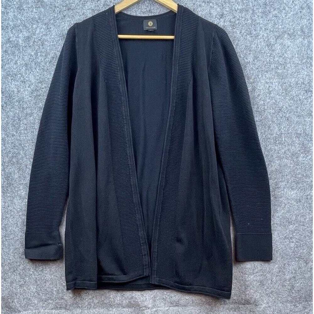 JM Collection Cardigan Womens Medium Black Open Casual Transitional Draped